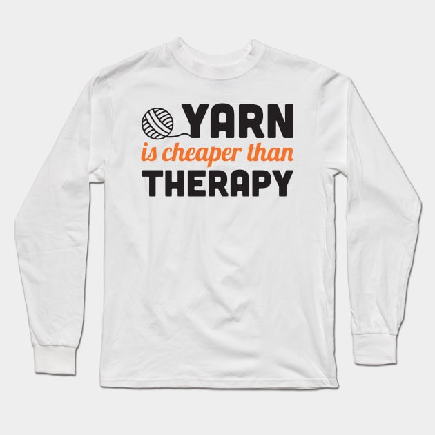 Yarn is cheaper than therapy (black) Long Sleeve T-Shirt by nektarinchen